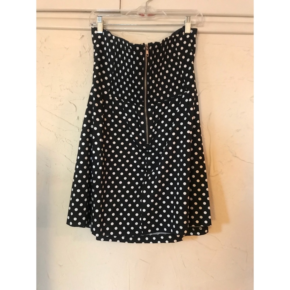 2010 Vintage, “Twee” Polka Dot Strapless Mini Dress Black & White - Picture 3 of 16